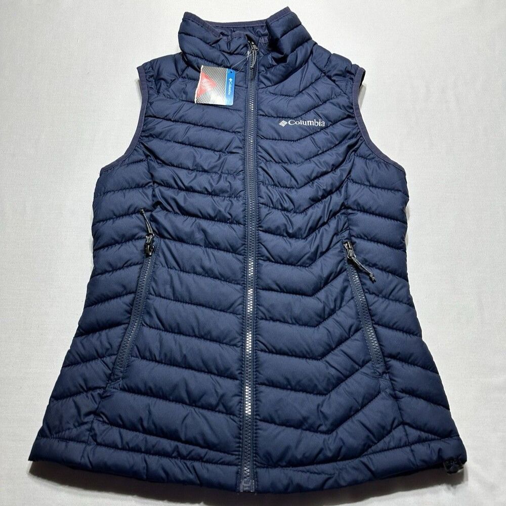 Columbia Puffer Vest Powder Lite Women’s Size XS Omni-Heat Full Zip Navy NWT NEW - Picture 1 of 10